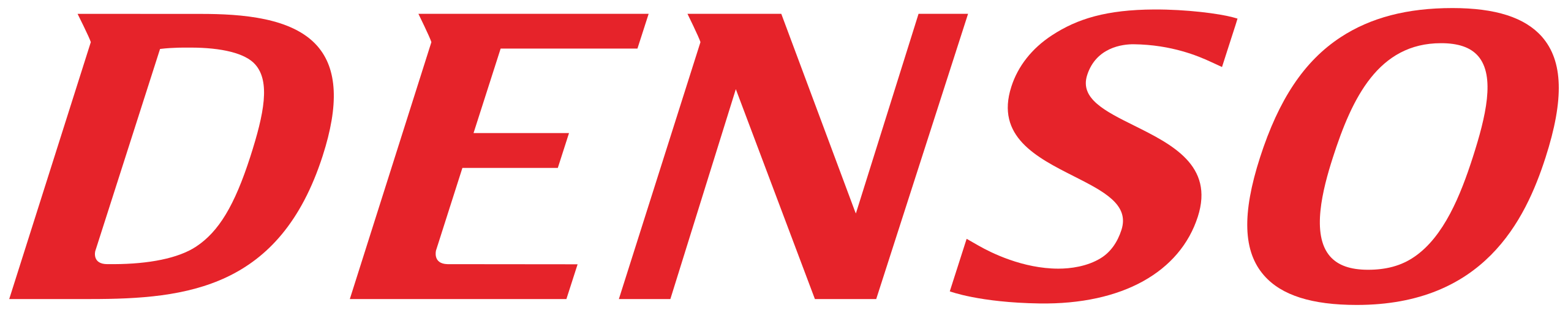 The image shows the DENSO logo in bold, red, italicized uppercase letters on a transparent background.