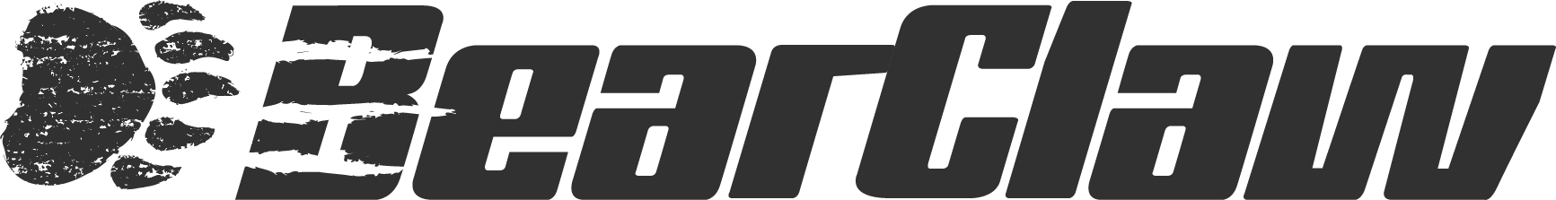 The image shows the word "BearClaw" in bold, stylized letters with a bear paw print and claw marks integrated into the design.