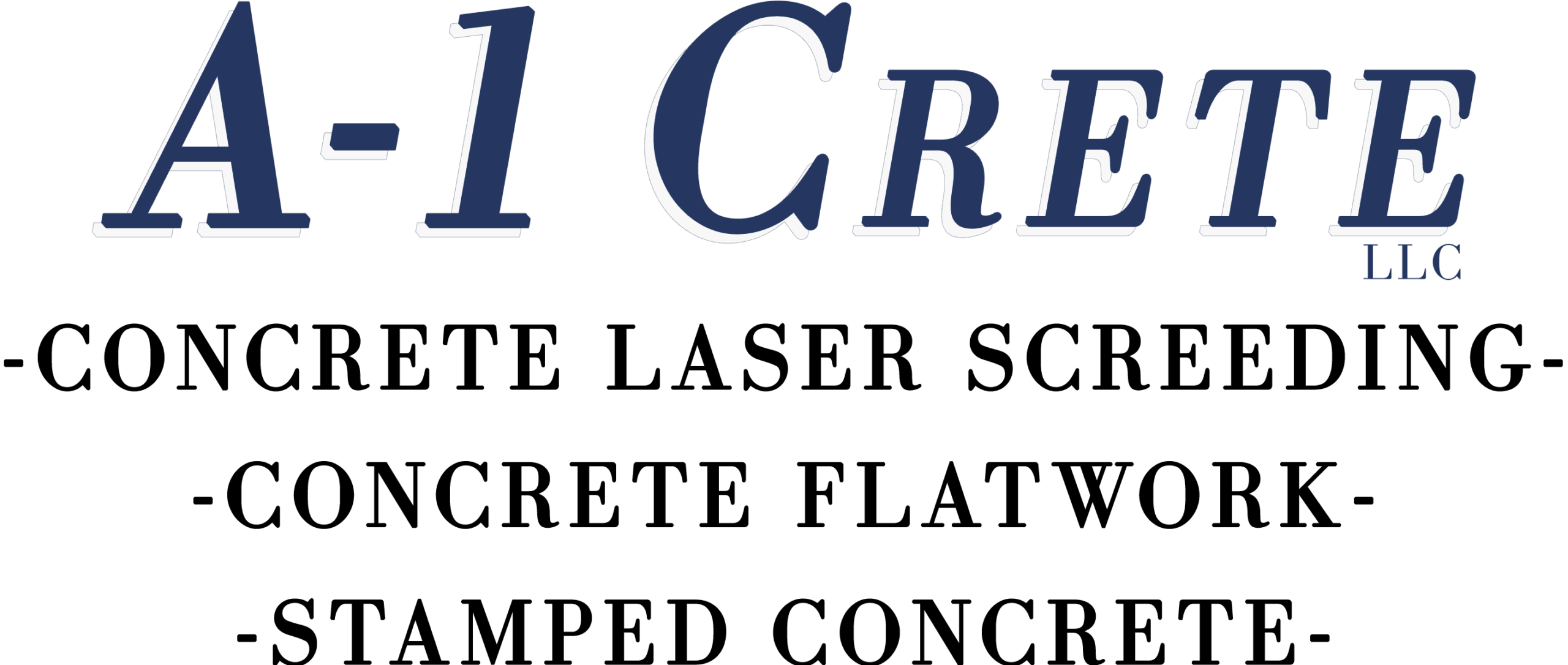 A-1 Crete LLC logo with the text: "Concrete Flatwork" and "Stamped Concrete" displayed below.