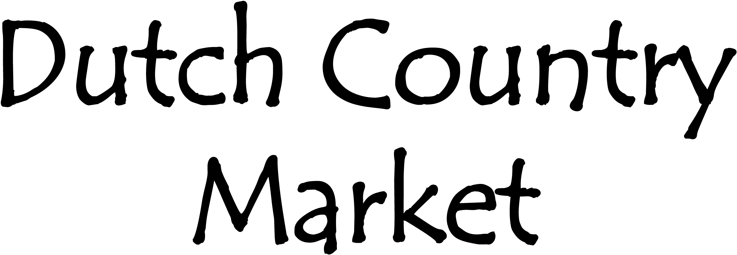 The image contains the text "Dutch Country Market" in a black, hand-drawn style font on a light background.