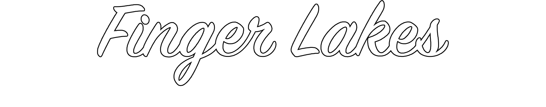 The image displays the words "Finger Lakes" in a cursive font above the faded text "LAWN FURNITURE" in uppercase block letters.