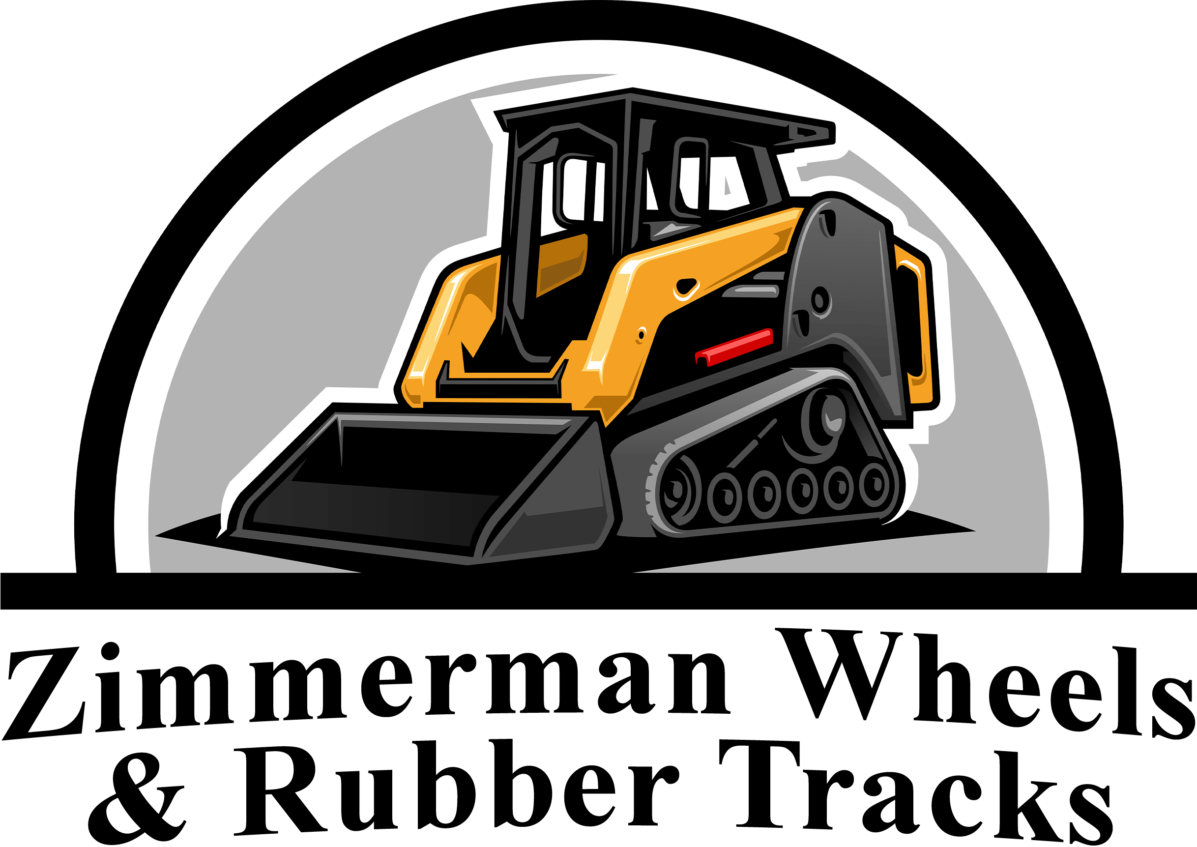 10.13.25 Zimmerman Wheels & Rubber Tracks JPB Logo Logo depicting a yellow and black bulldozer above the text "Zimmerman Wheels & Rubber Tracks" in bold, black letters.