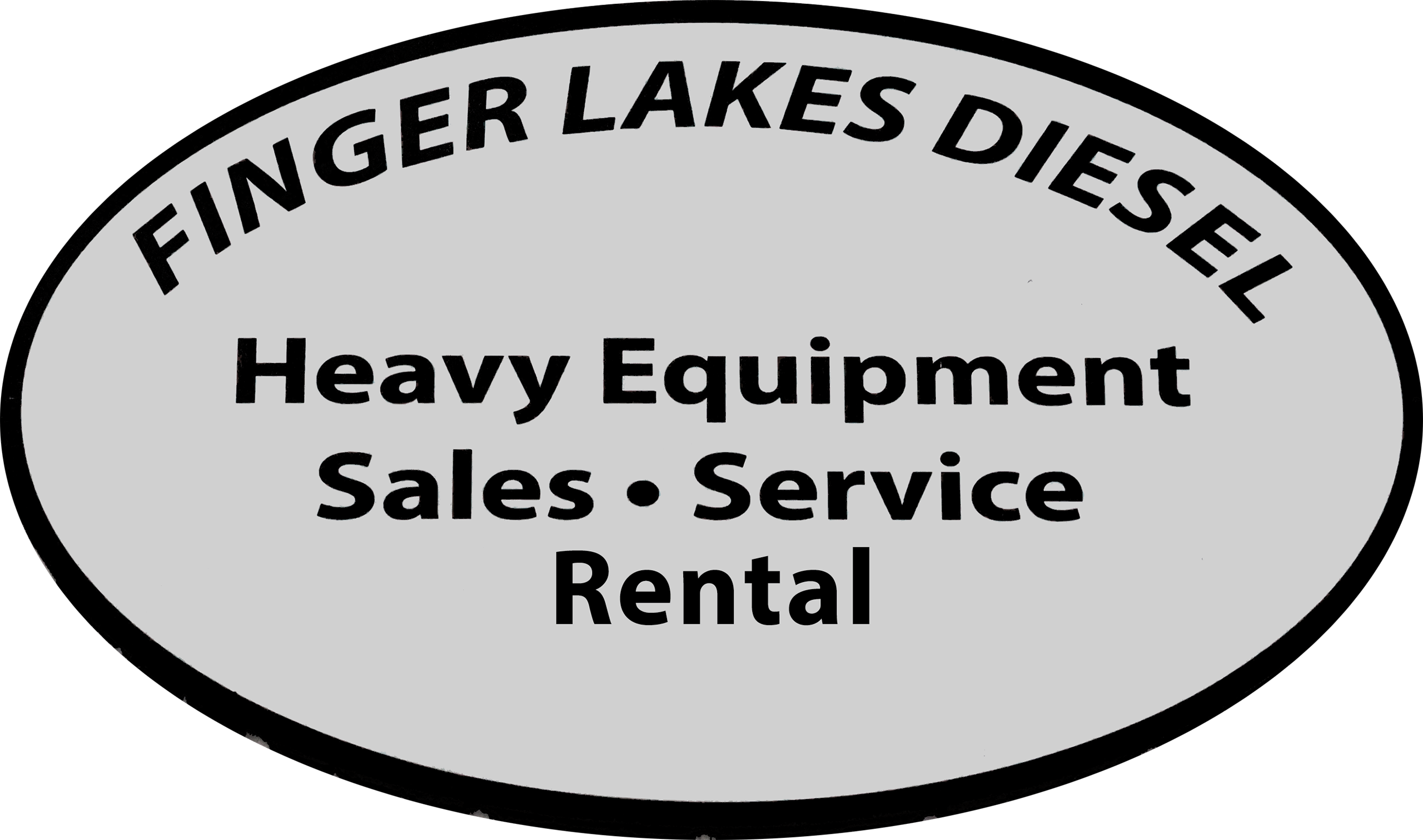 Fingerlakes Diesel Penn Yan, NY Oval sign reads: "FINGER LAKES DIESEL Heavy Equipment Sales • Service Rental" in black text on a light background.
