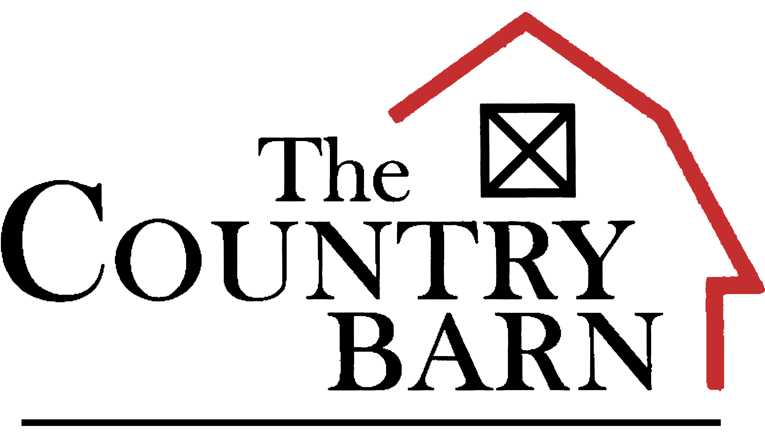 The Country Barn Middlebury IN Logo for "The Country Barn" with bold black text and a red outline of a barn roof and window above and around the word "Barn.