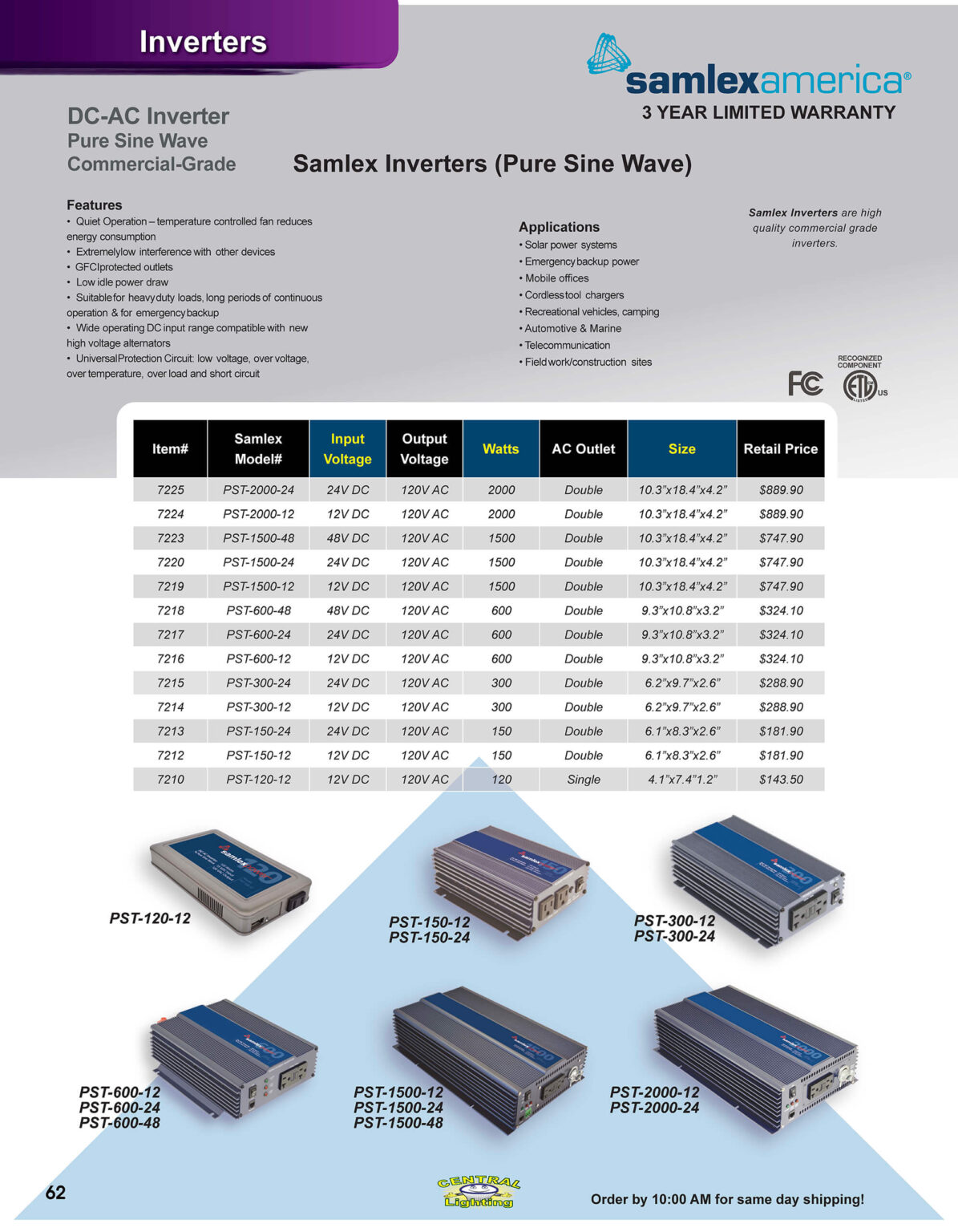 10.30.25 Central Lighting Fall 2025 Product Catalog Page 62
