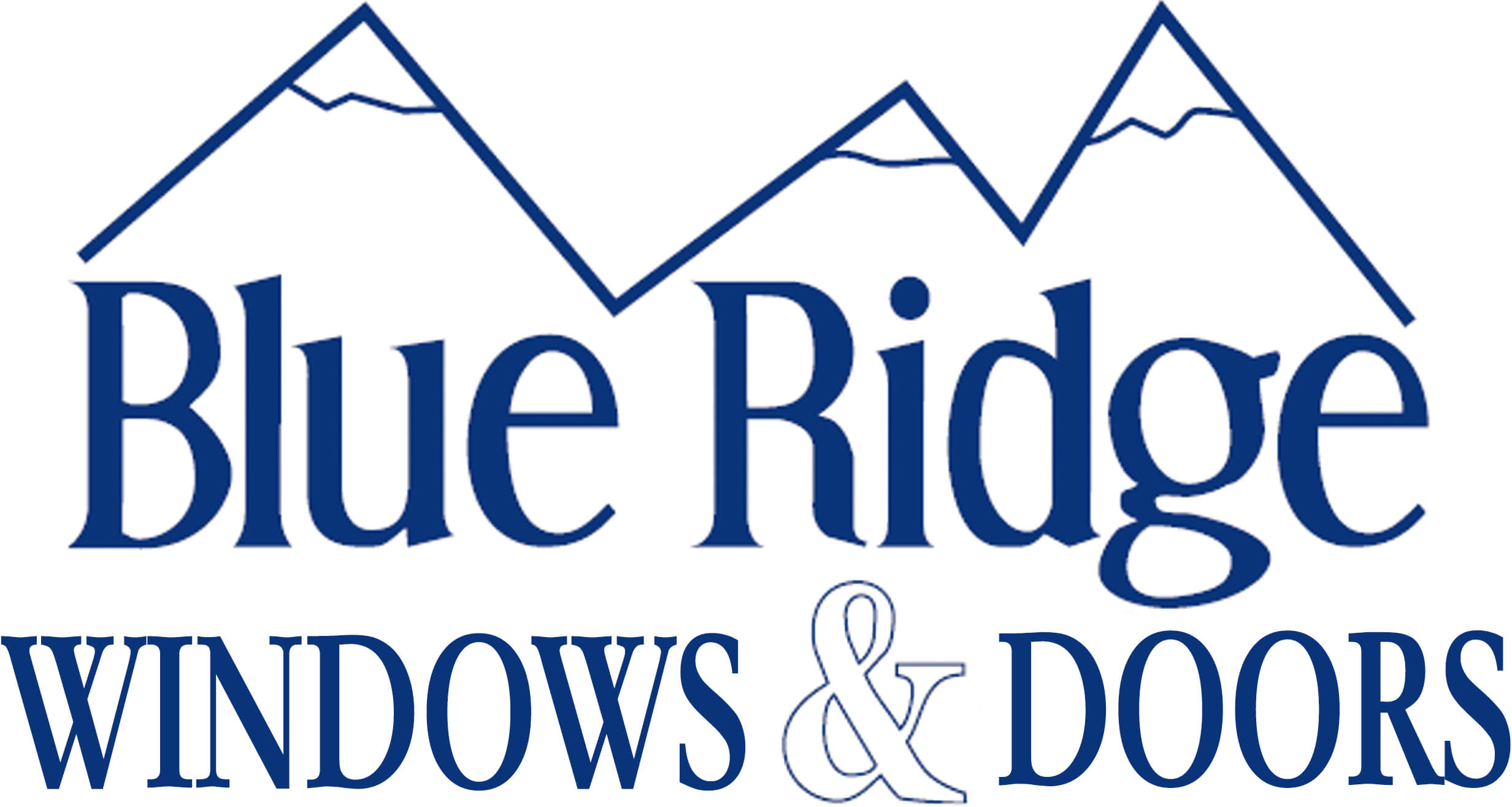 Blue Ridge Windows & Doors logo with stylized mountain peaks above the text in blue font.