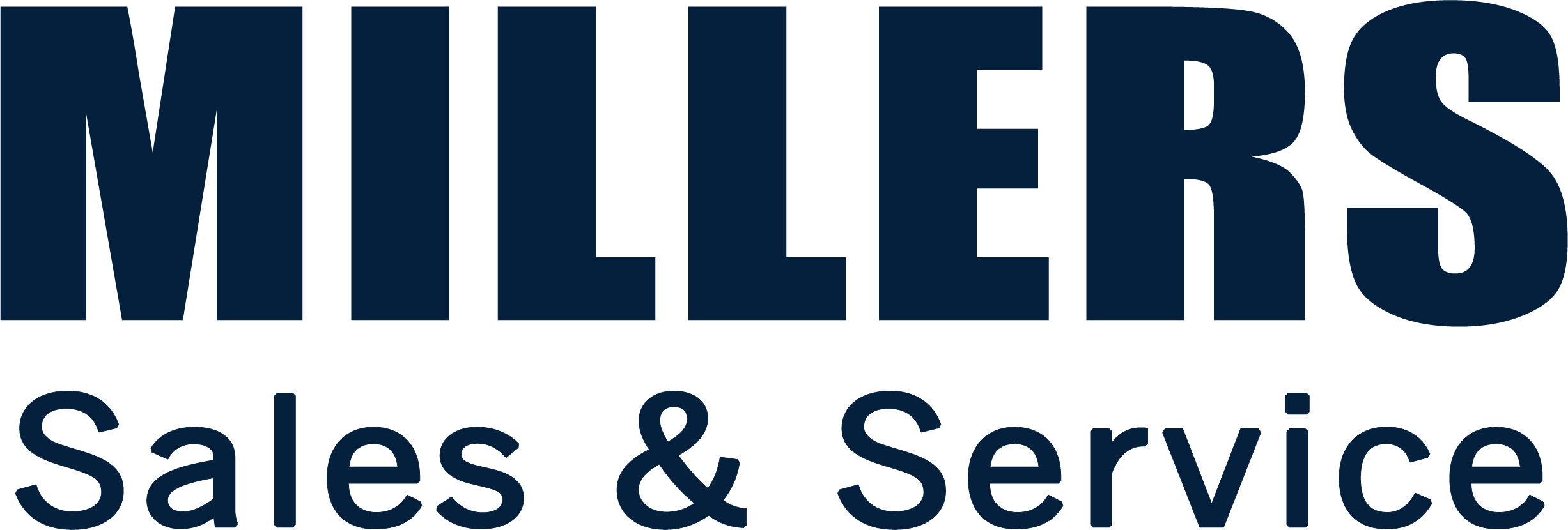 Logo with the words "MILLERS Sales & Service" in bold, dark blue letters on a light background.