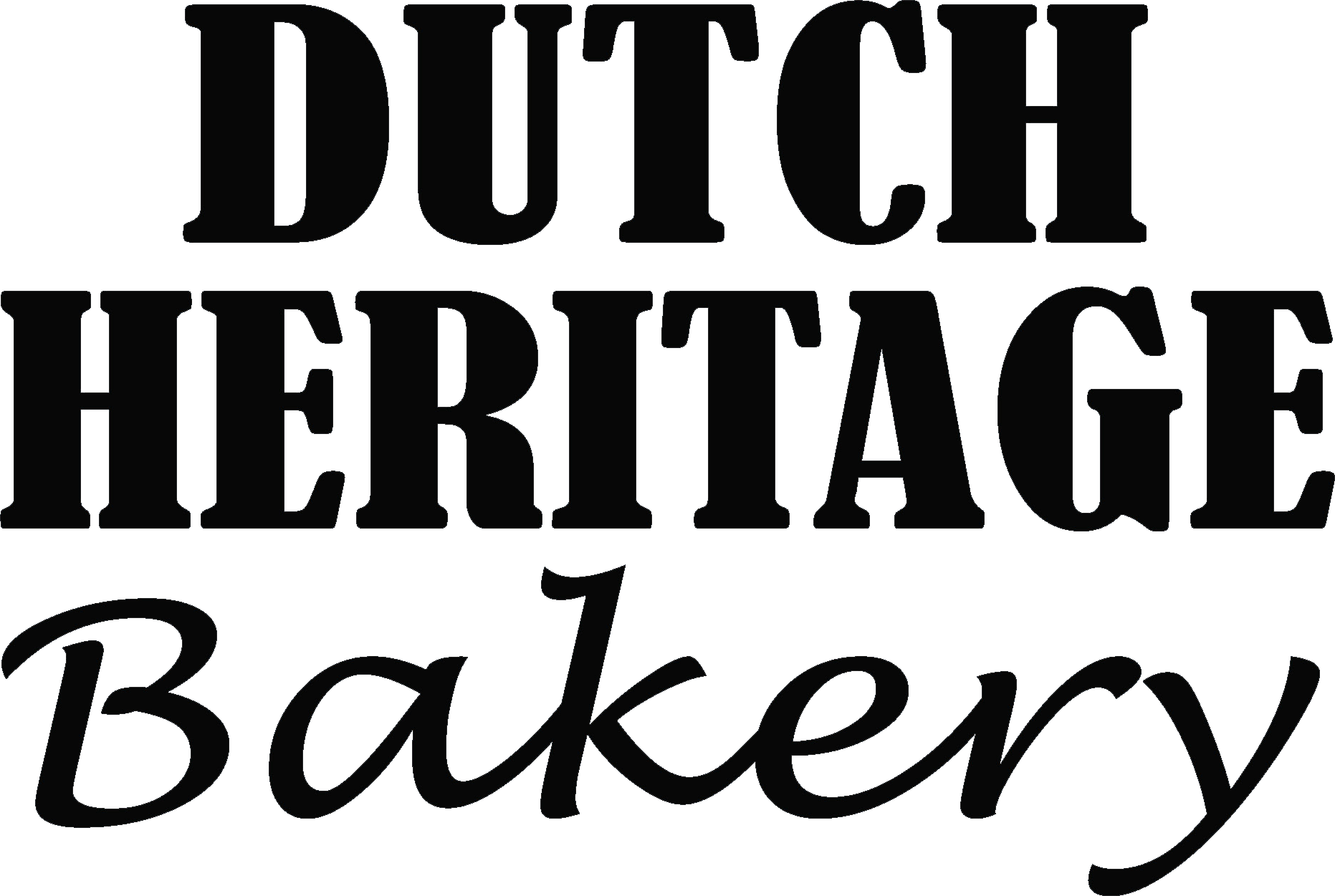 Black text on a white background reads "DUTCH HERITAGE Bakery" in bold serif and cursive fonts.