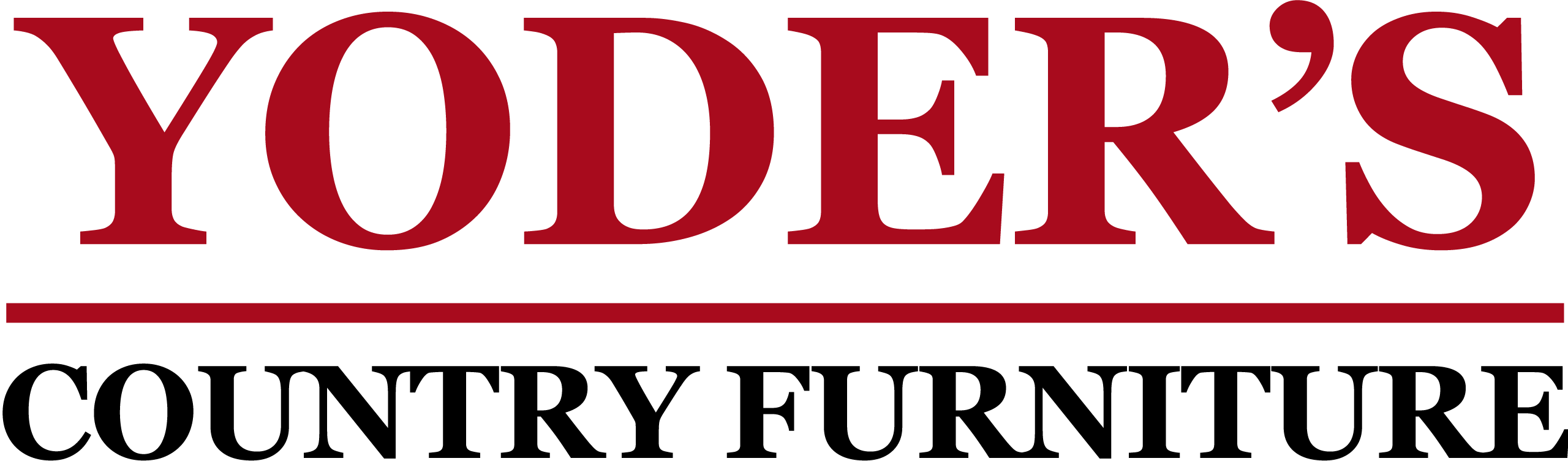 Logo for Yoder's Country Furniture with "YODER'S" in large red letters above "COUNTRY FURNITURE" in black letters, separated by a red horizontal line.