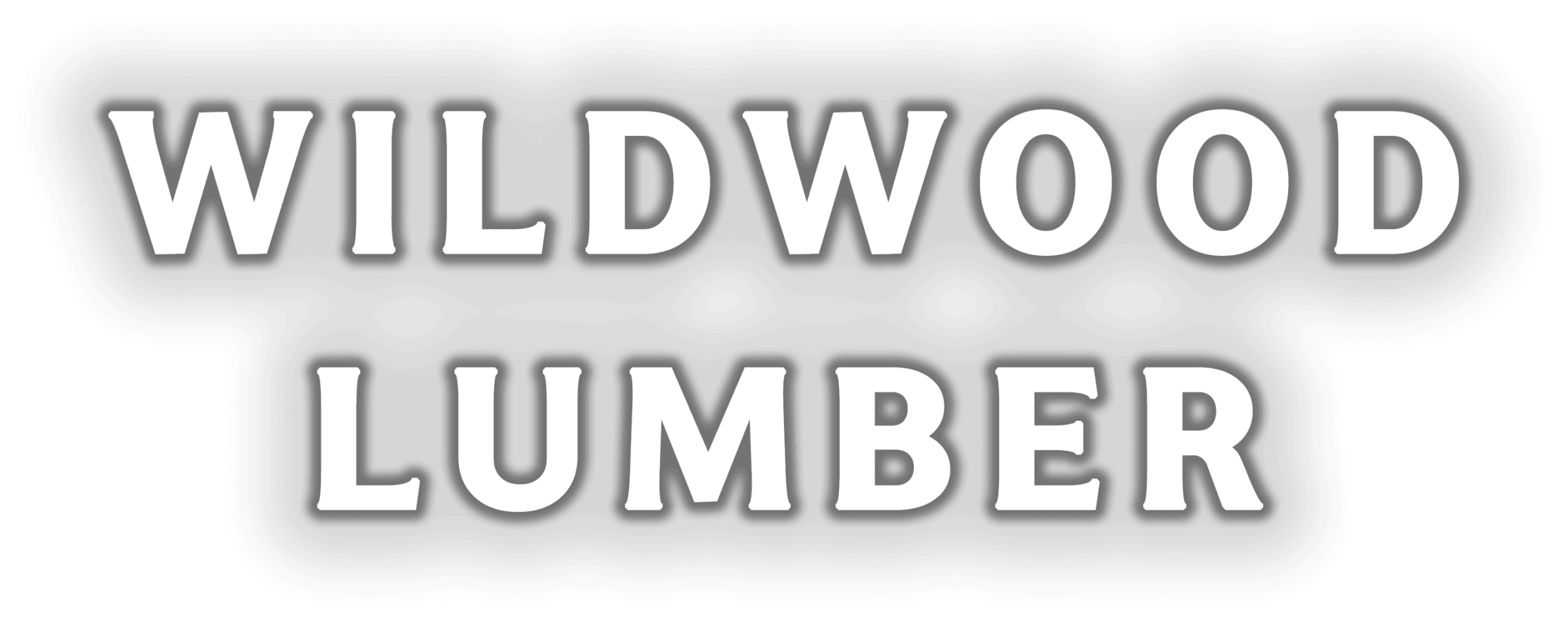 The words "WILDWOOD LUMBER" in bold, white, uppercase letters with a gray drop shadow on a white background.