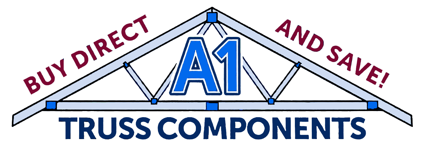 Logo for A1 Truss Components featuring a roof truss diagram, with the text "Buy Direct and Save!" and "Truss Components" in bold letters.
