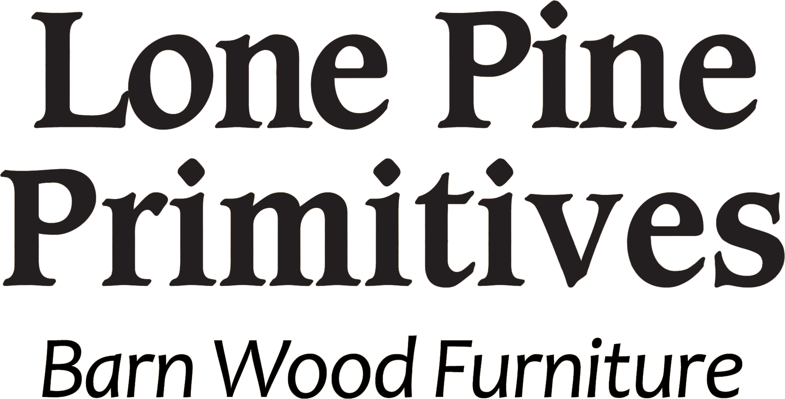 Text logo reading "Lone Pine Primitives" in large font and "Barn Wood Furniture" in smaller italic font underneath.