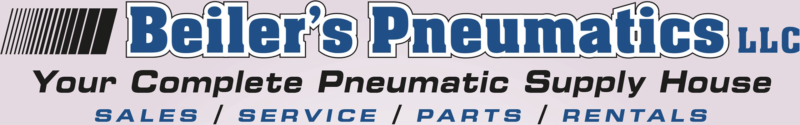 Beiler’s Pneumatics LLC logo with slogan "Your Complete Pneumatic Supply House" and services listed: sales, service, parts, rentals.