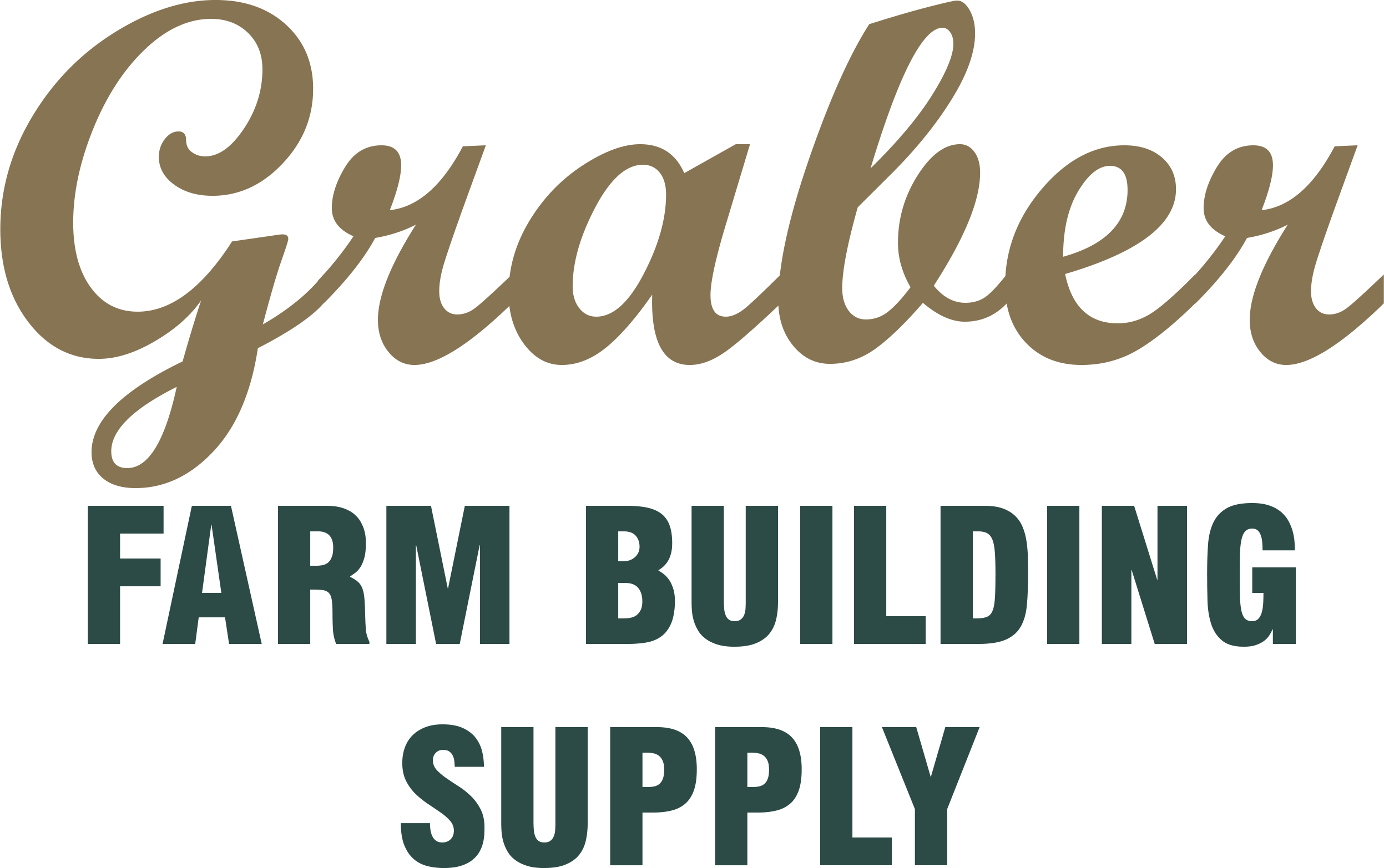 Logo with "Graber" in large brown script above "FARM BUILDING SUPPLY" in bold, dark green block letters on a white background.