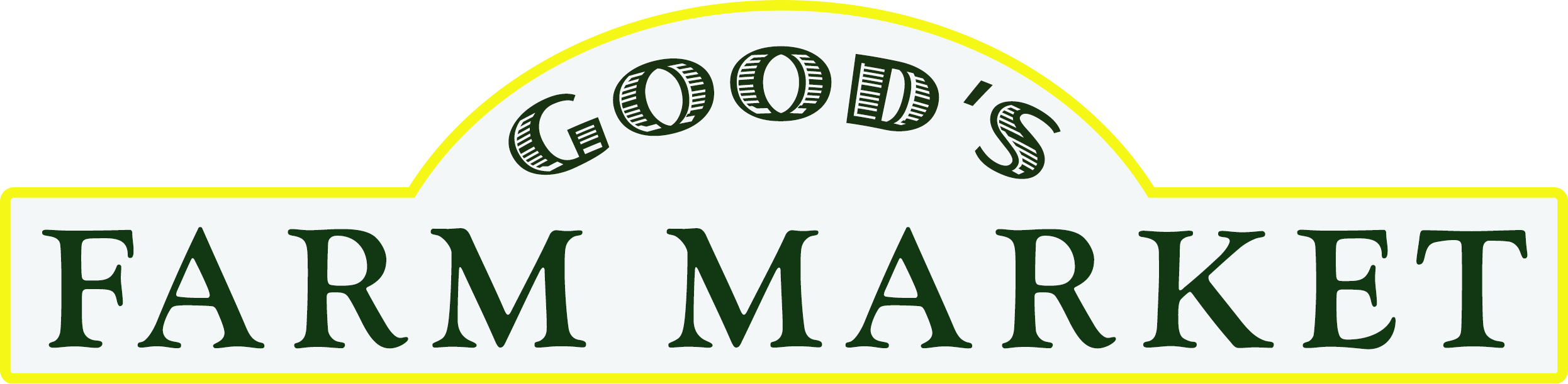 A sign reading "Good's Farm Market" in green letters with a yellow border.