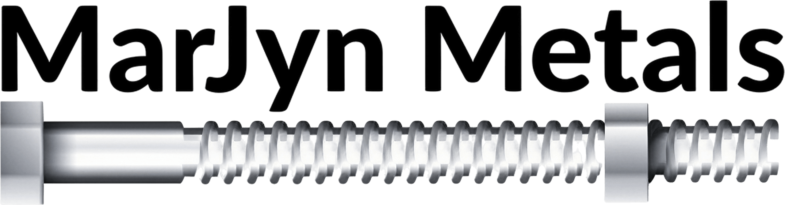 MarJyn Metals logo with bold black text above a horizontal image of a silver metal bolt and nut.