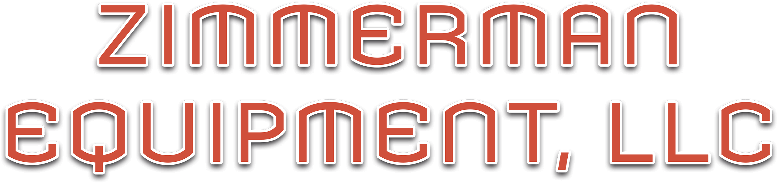 Text logo reads "ZIMMERMAN EQUIPMENT, LLC" in bold, stylized red and white font on a light background.