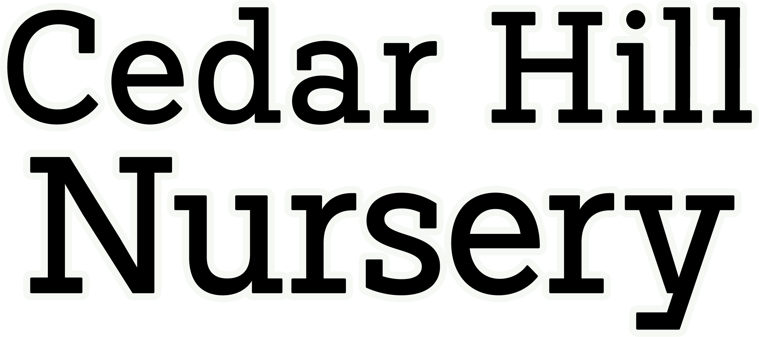 Bold black text on a light background reads "Cedar Hill Nursery" with "Nursery" in a larger font size.
