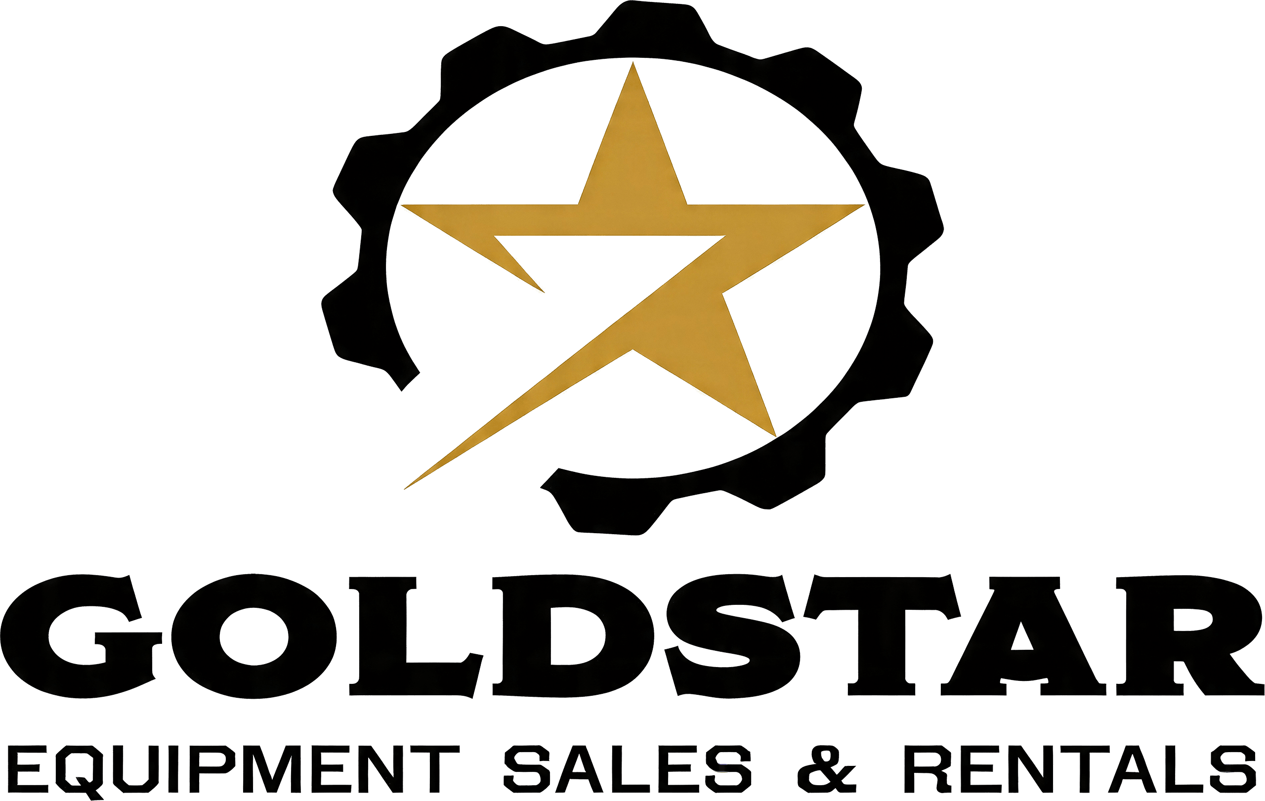 Goldstar Equipment Sales & Rentals logo featuring a gold star within a black gear symbol, with bold black text below.