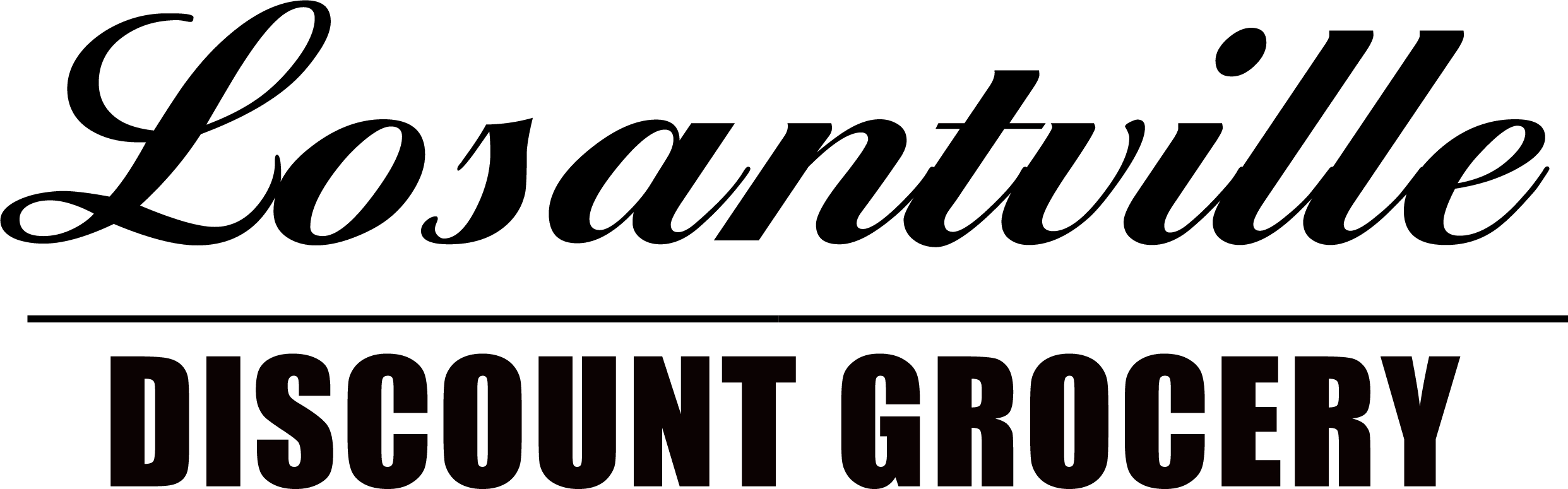 Text logo reads "Losantville" in cursive font above "Discount Grocery" in bold, uppercase letters, separated by a horizontal line.