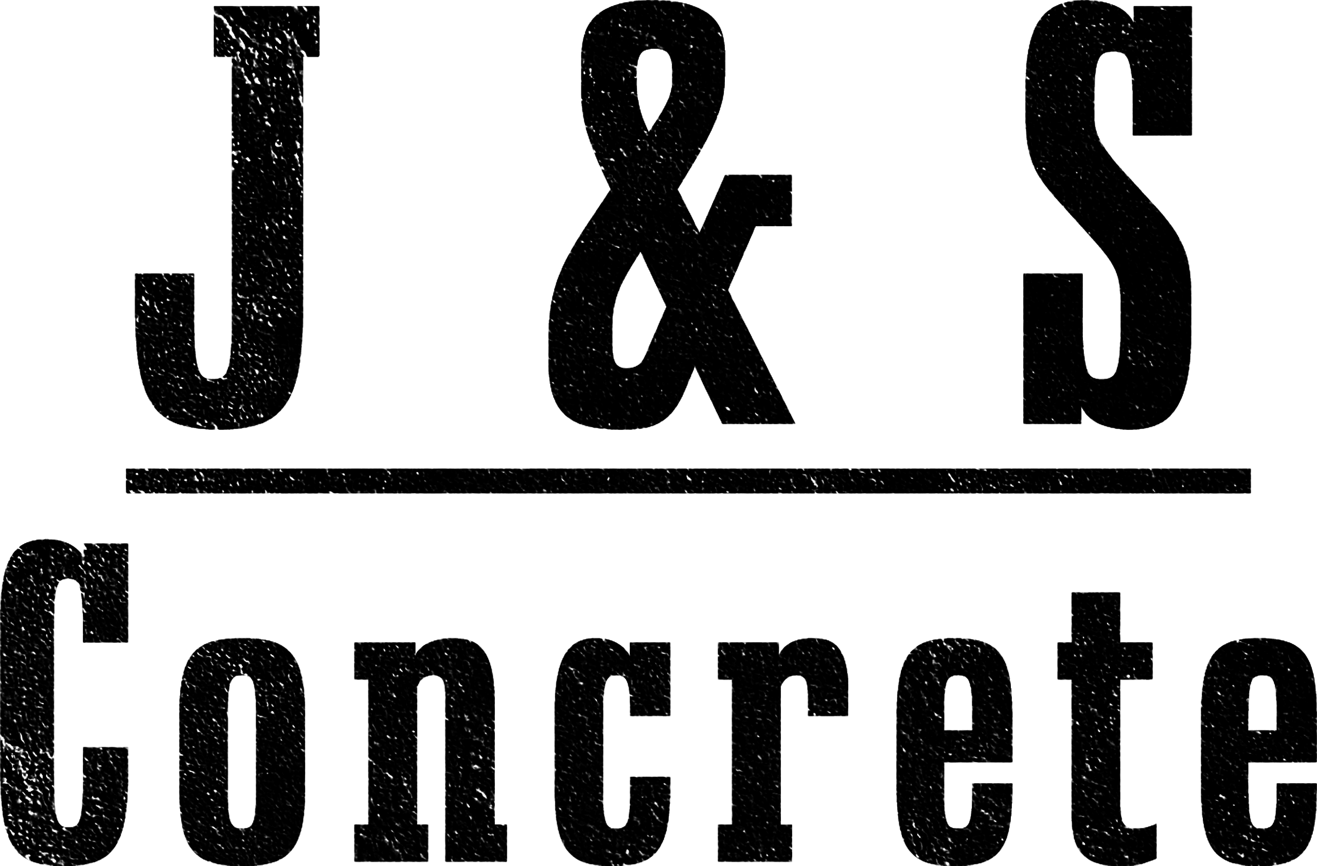 Black text logo reading "J & S" above a line, with "Concrete" below in bold, all-caps lettering on a light background.