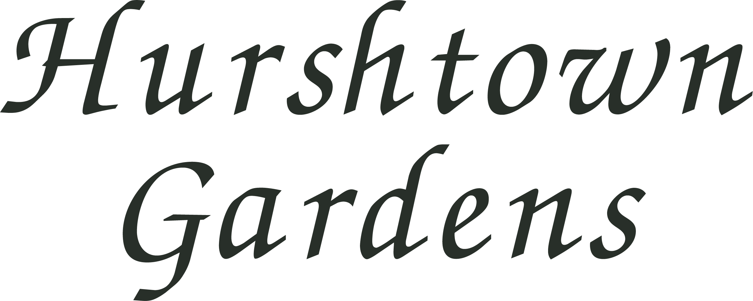 Text in a black, cursive font reads "Hurshtown Gardens" on a plain, light background.