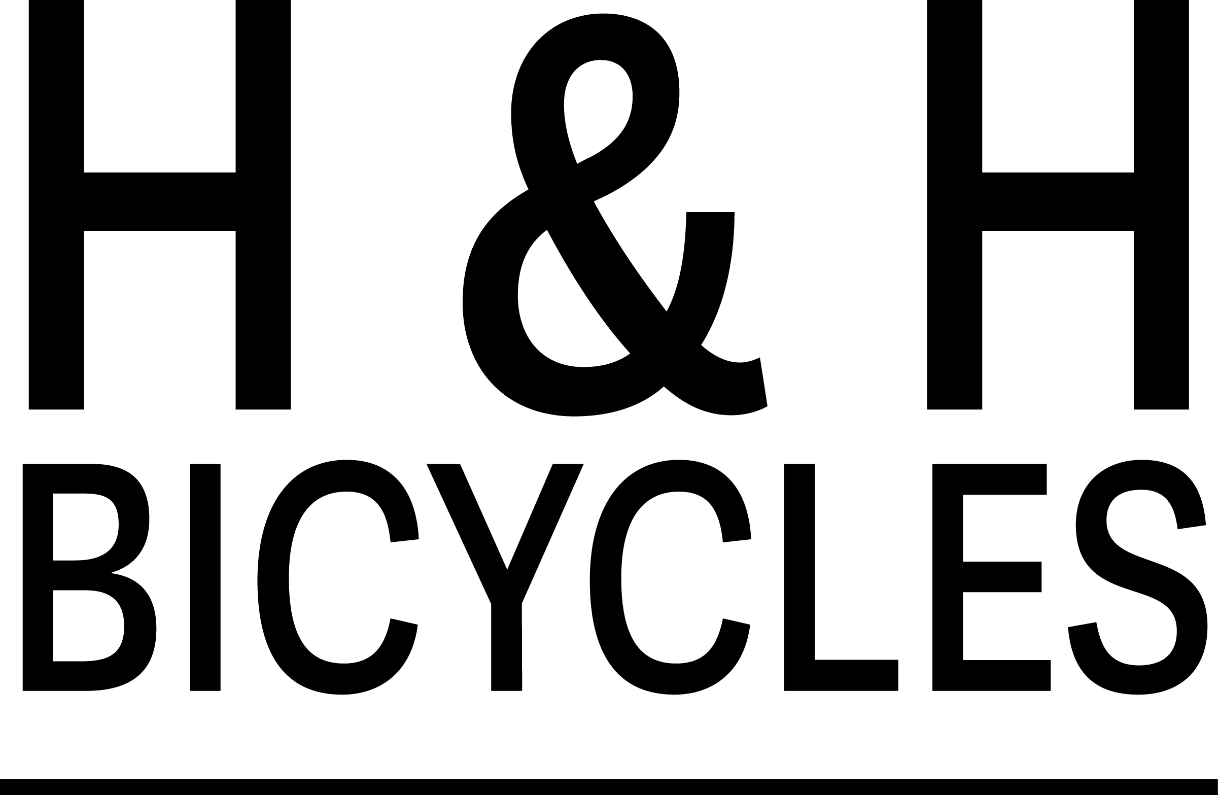 Black text on a white background reads "H & H BICYCLES" with "H & H" in large font above "BICYCLES" in smaller font.