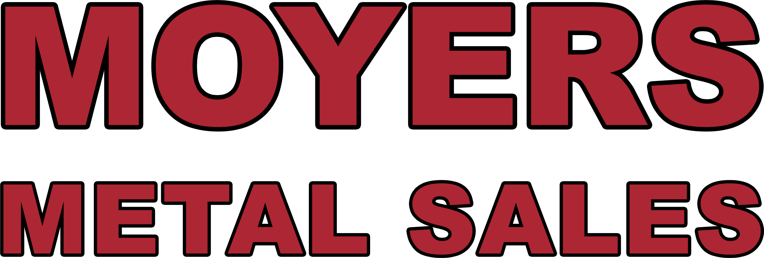 Red text reading "MOYERS METAL SALES" in bold capital letters on a white background.