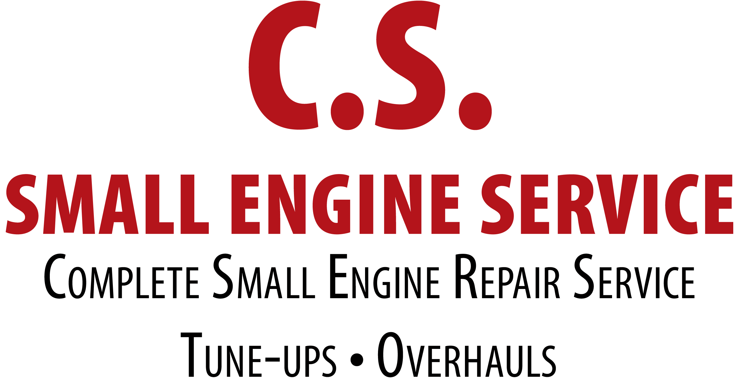 Logo for C.S. Small Engine Service offering complete small engine repair service, tune-ups, and overhauls.