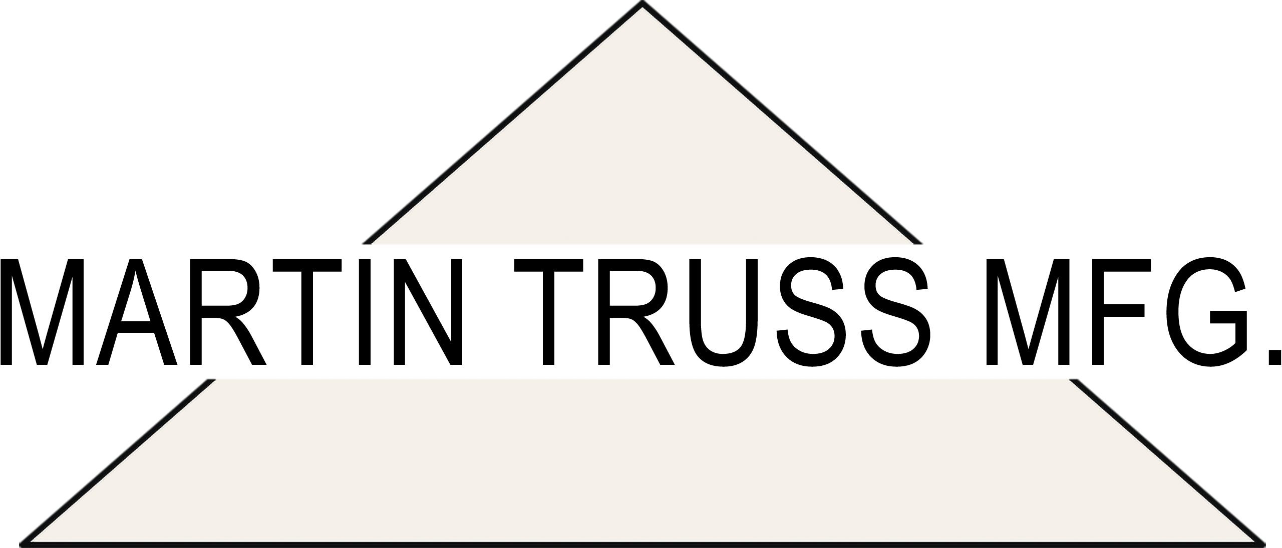 A triangle outline with the text "MARTIN TRUSS MFG." in bold, black capital letters across the lower part.