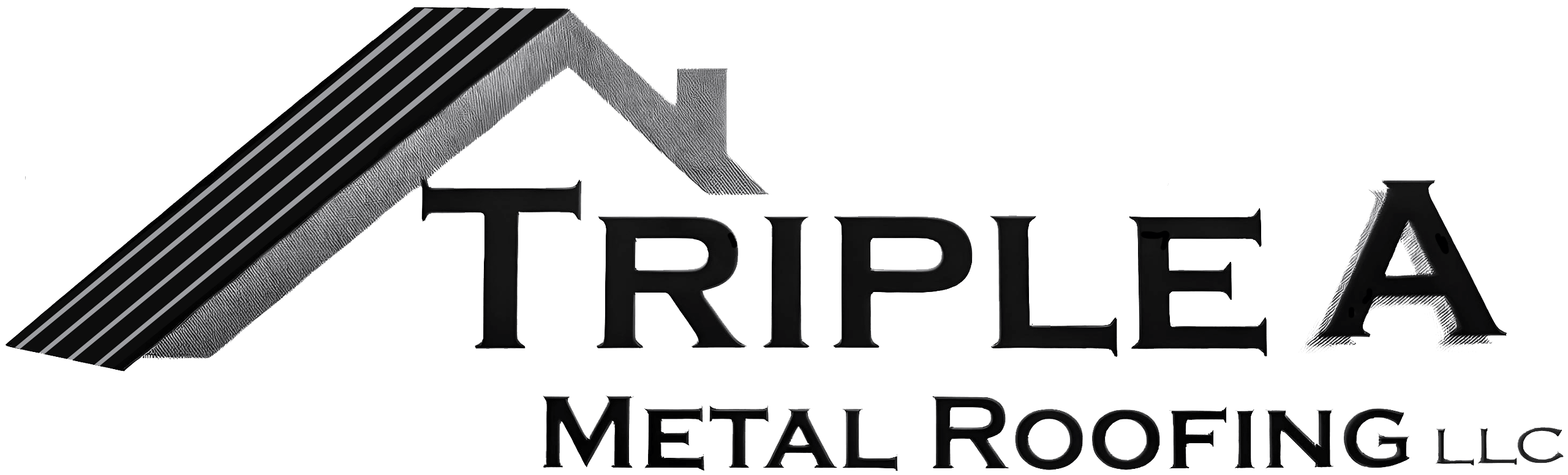 Logo for Triple A Metal Roofing LLC, featuring a stylized roof design above the company name in bold, uppercase letters.
