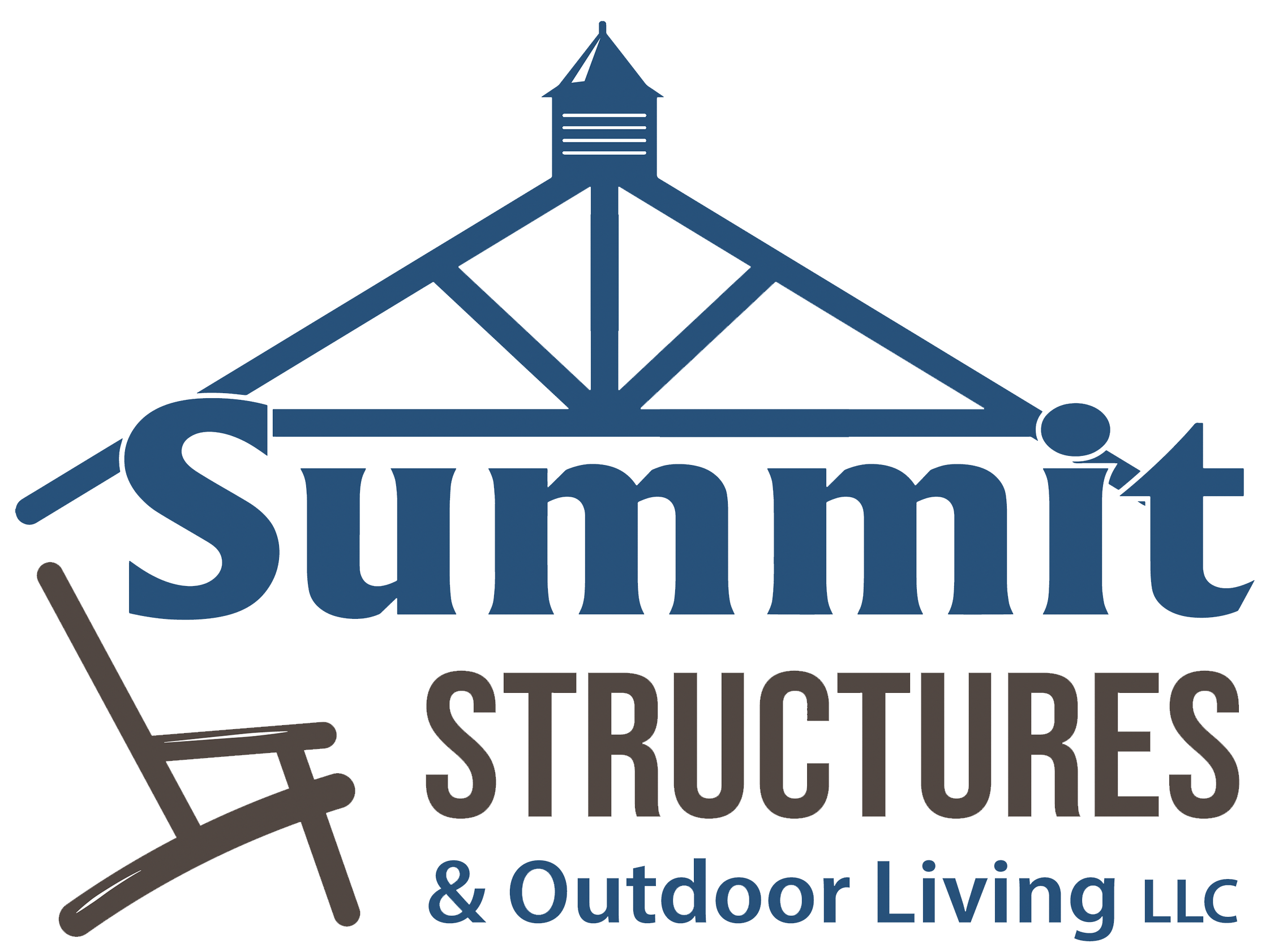 Logo for Summit Structures & Outdoor Living LLC with a stylized roof, the word "Summit," and an outline of a rocking chair.