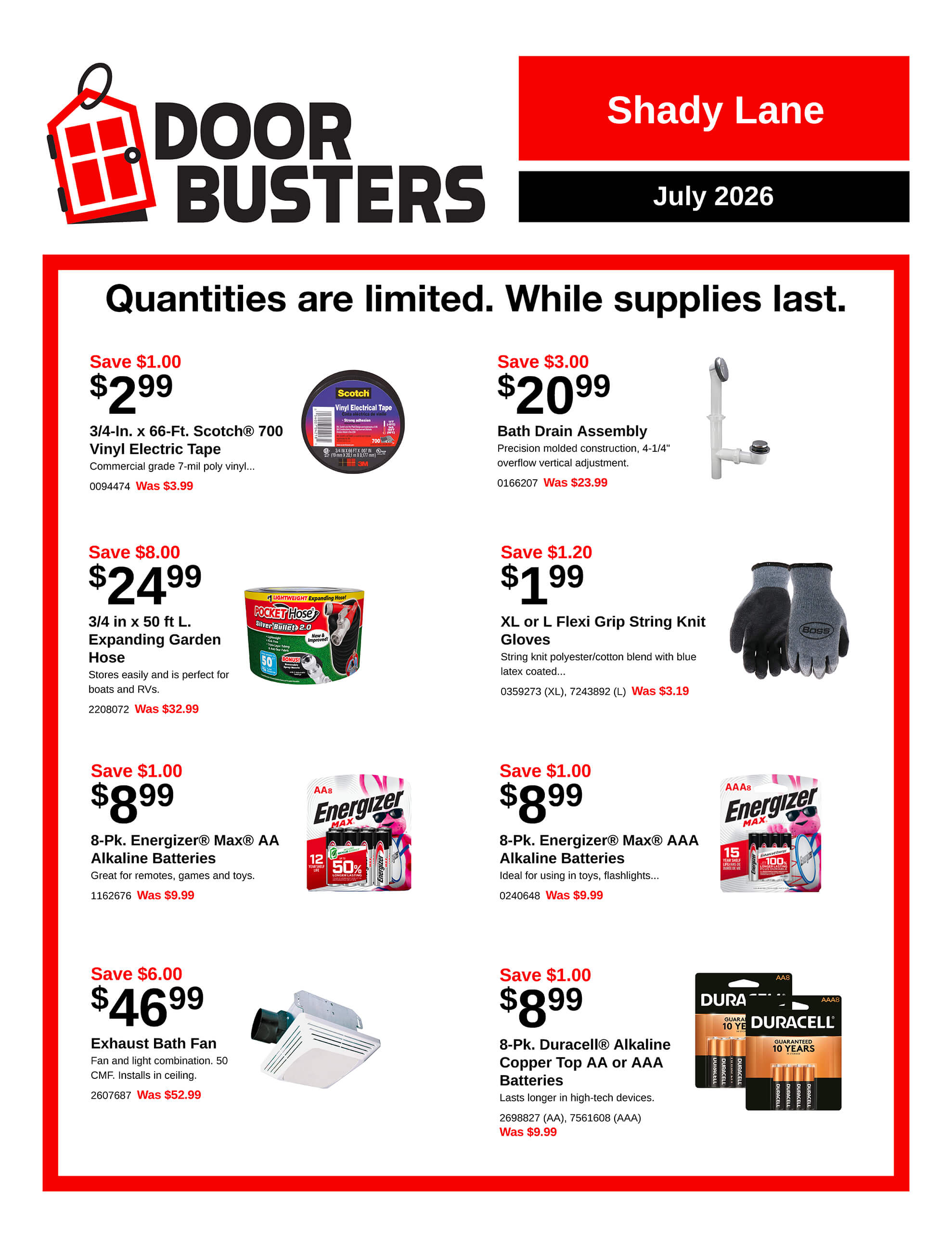 A retail flyer titled 